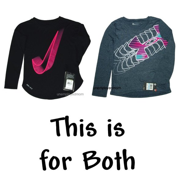 Nike Under Armour Tee Big Swoosh 3D Logo Top Shirt Lot Athletics Girls BTS - Picture 1 of 8